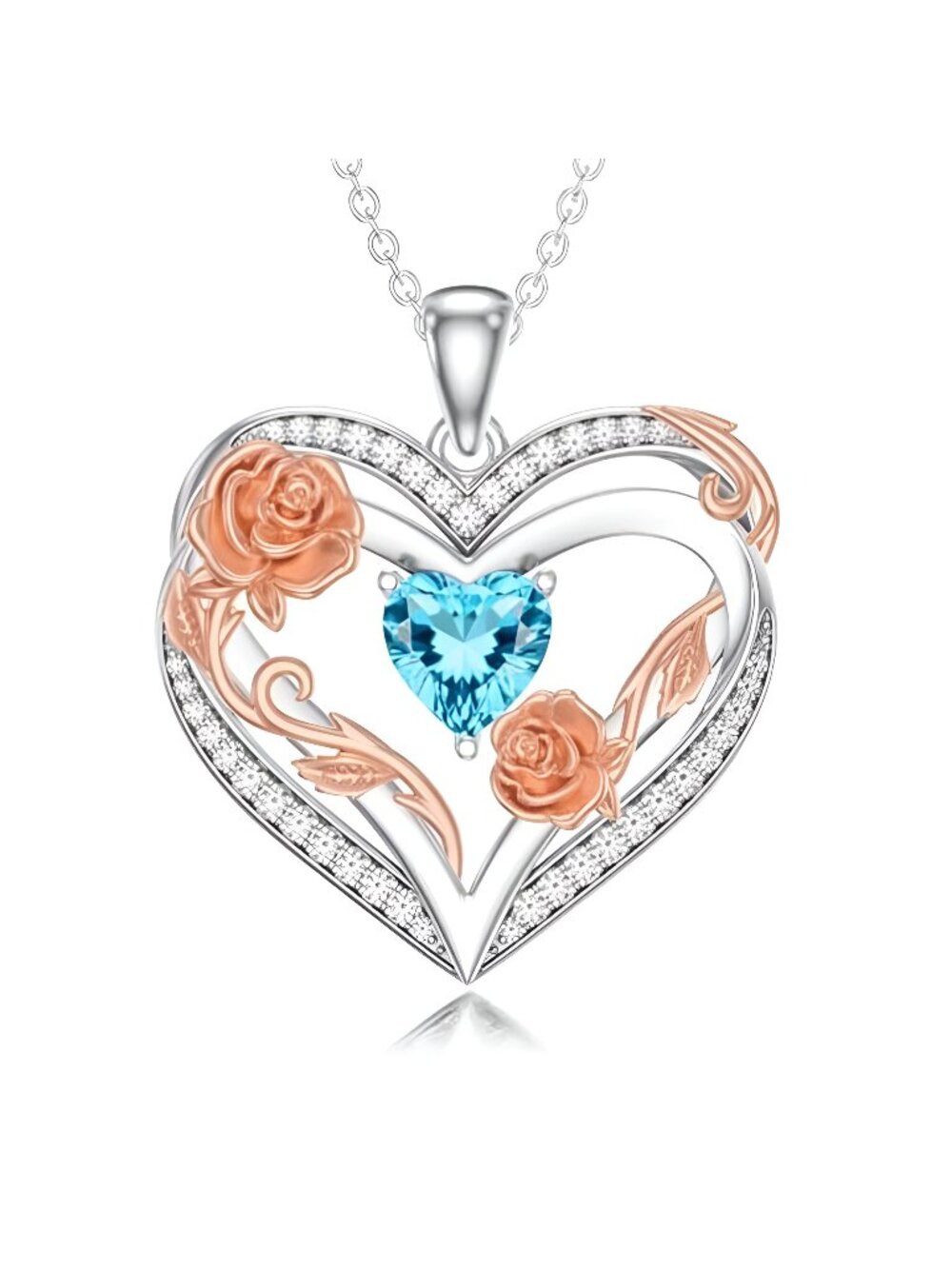 Birthstone Necklace for Women Heart Pendant Birthstone Jewelry Birthday